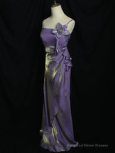 Purple Vintage Floral Embellished Sheath Gown Evening Dress